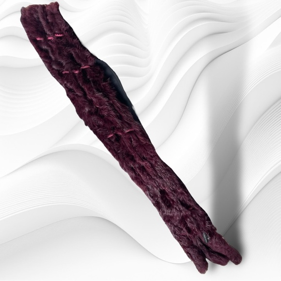 Kenneth Cole Aubergine Plum Purple Rabbit Fur Stole - Picture 10 of 11